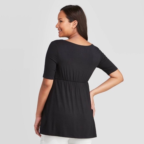 Ingrid & Isabel Maternity Top Elbow Sleeve V-Neck Nursing Tunic Top Black XXL - Picture 2 of 11